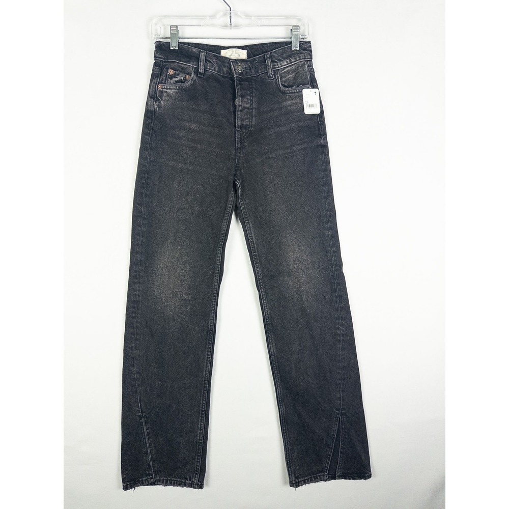 We The Free Straight Leg Jeans Womens 25 Faded Black Raw Hem Boho Streetwear NWT